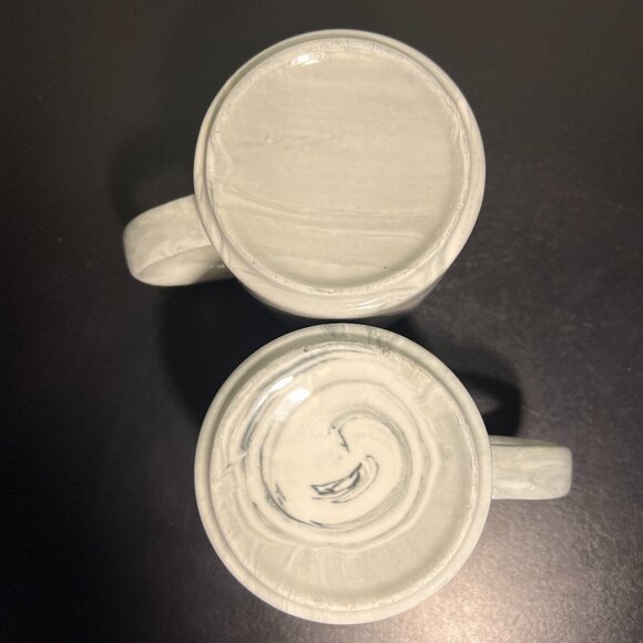 Set of 2 Stackable Marbleized White, Black & Hues of Gray Swirl Pattern Mugs - Picture 8 of 8